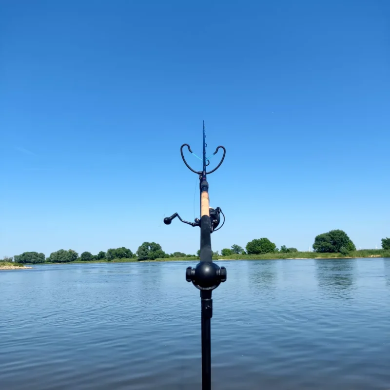 Black Cat Rutenhalter mit Feederrute am großen Fluss beim Test