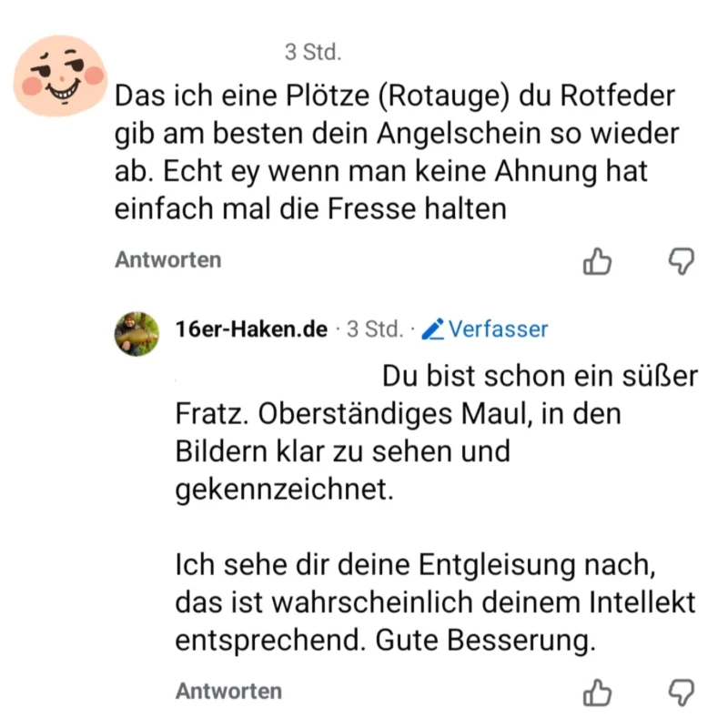Beleidung auf Facebook zur Rotauge Rotfeder Bestimmung