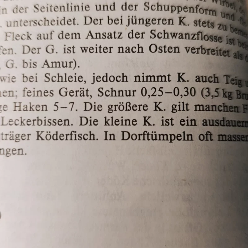 Buchseite über Karpfen aus Fischkunde für Angler von Wolfgang Zeiske