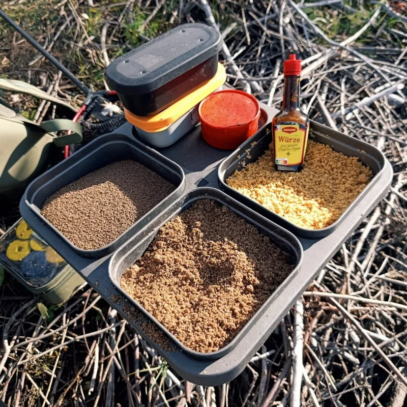 Futter, Partikel und Köder für das Feedern auf Rotaugen am Teich im November