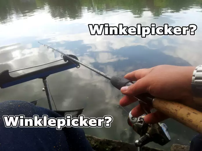 Winkelpicker mit einem Angler am See