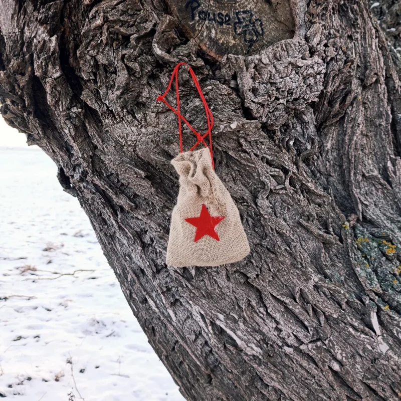 winterliche Dekoration an einem Baum 